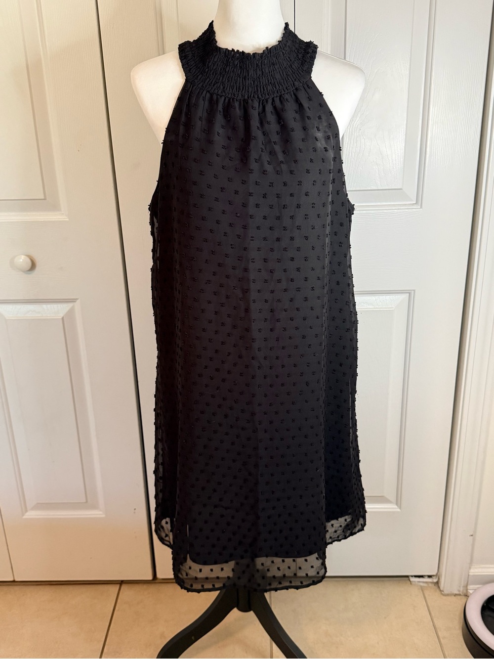 Cupio Black Swiss Dot Midi Skirt